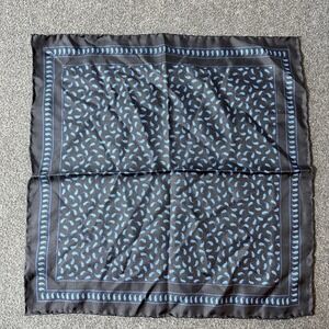 Vintage Lanvin Paris Silk Scarf Blue Black Pattern Made in Italy